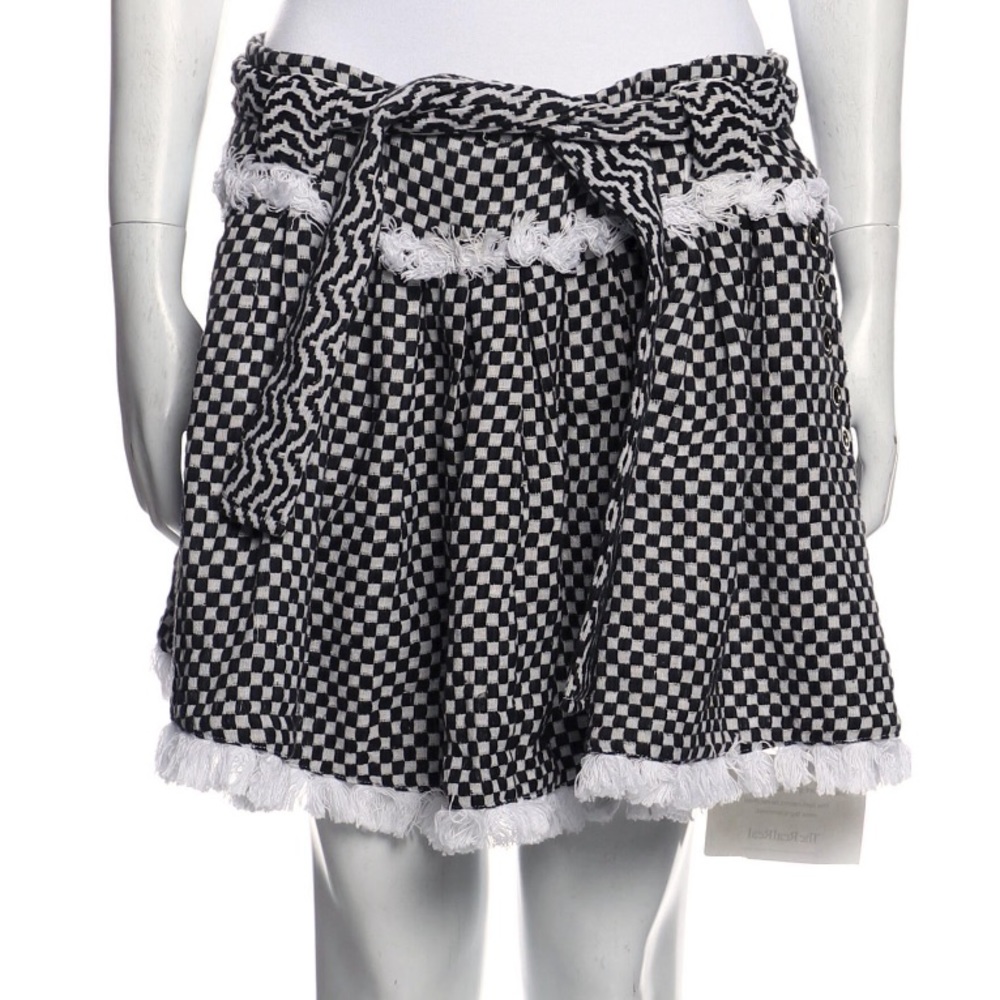 Dodo Bar Or 100% cotton black & white checked mini-skirt, size M.